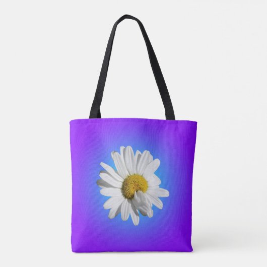 White Daisy Blume Bloral Lila Blue Gradient Tasche (Rückseite)