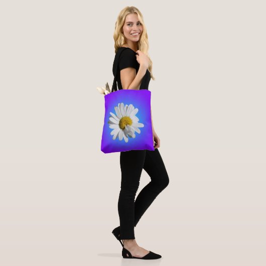 White Daisy Blume Bloral Lila Blue Gradient Tasche (Am Model)