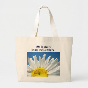 White Daisy Blume Blue Sky Life ist Kurz Toto Bag Jumbo Stoffbeutel