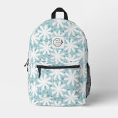 White Daisy Blume Blue Tiles Logo hinzufügen Corpo Bedruckter Rucksack (Vorderseite)