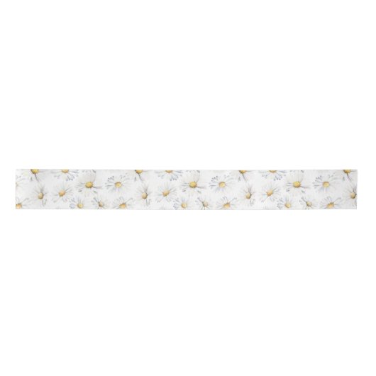 White Daisy Blume Boho bearbeitbarer Farbhintergru Satinband (Vorderseite)