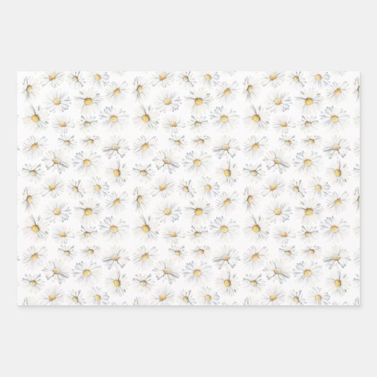 White Daisy Blume Boho Elegante Wildblumen Geschen Geschenkpapier Set (Vorderseite 3)