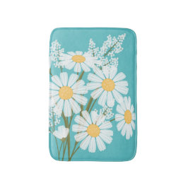 White Daisy Blume Bouquet auf Aquamarin Badematte