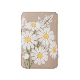 White Daisy Blume Bouquet auf Beige Badematte