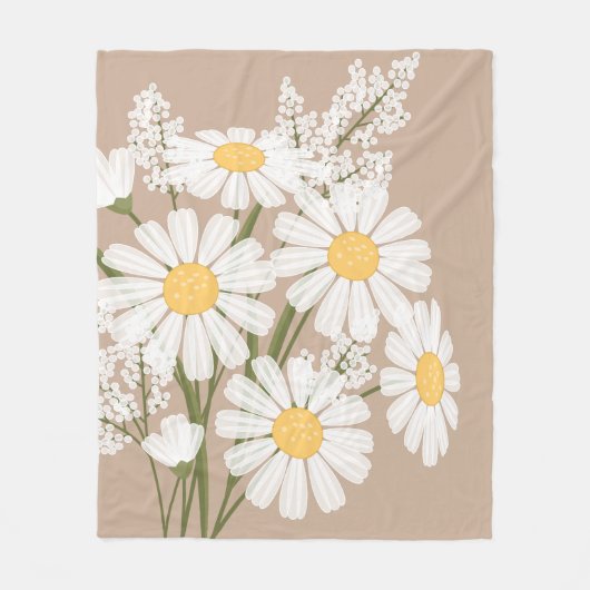 White Daisy Blume Bouquet auf Beige Fleecedecke (Vorderseite)
