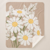 White Daisy Blume Bouquet auf Beige Sherpadecke (Vorderseite)