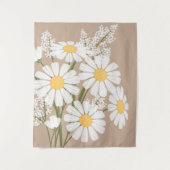 White Daisy Blume Bouquet auf Beige Wandteppich (Vorderseite)
