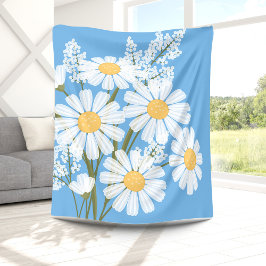 White Daisy Blume Bouquet auf Blue Fleecedecke