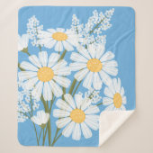 White Daisy Blume Bouquet auf Blue Sherpadecke (Vorderseite)
