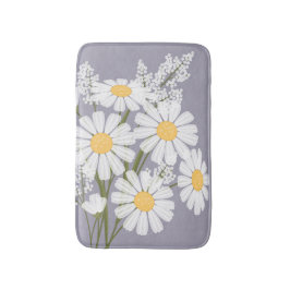White Daisy Blume Bouquet auf Lavender Badematte