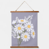 White Daisy Blume Bouquet Lavender Set 3 Wandteppich Mit Holzrahmen (Vorderseite)