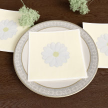 White Daisy Blume Cream Paper Napkins