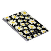 White Daisy Blume Design Black Personalisiert Notizblock (Rechte Seite)