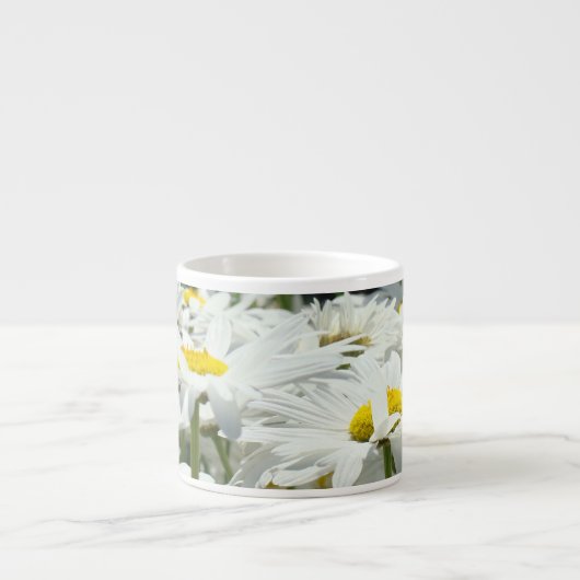 White Daisy Blume Espresso Becher Tasse Milchprodu (Vorderseite)