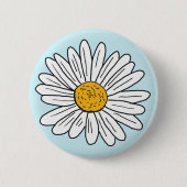 White Daisy Blume Floral Doodle Art Button (Vorderseite)