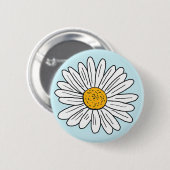 White Daisy Blume Floral Doodle Art Button (Vorne & Hinten)