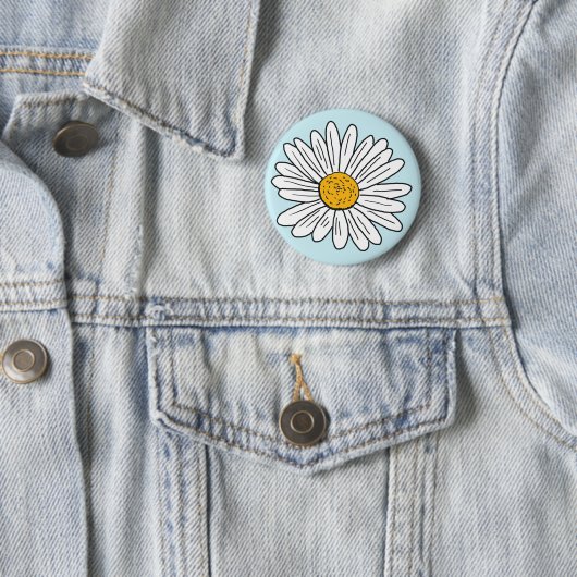 White Daisy Blume Floral Doodle Art Button (Beispiel)
