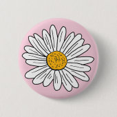White Daisy Blume Floral Doodle Art Button (Vorderseite)