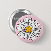 White Daisy Blume Floral Doodle Art Button (Vorne & Hinten)