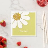 White Daisy Blume Individuelle Name Geburtstag Serviette (Beispiel)
