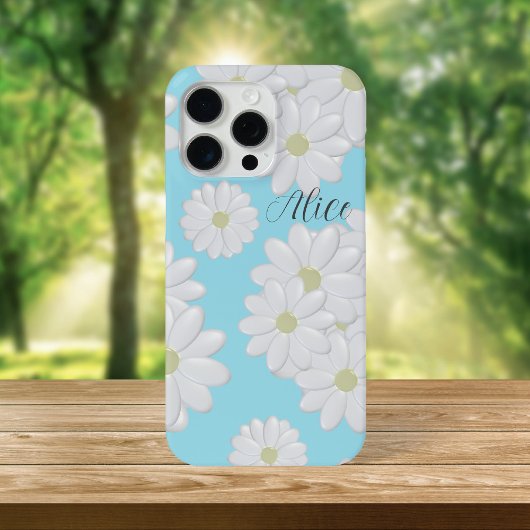 White Daisy Blume Moderner Blumenhimmel Blau Case-Mate iPhone Hülle