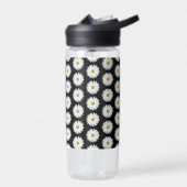 White Daisy Blume Pattern auf Black Trinkflasche (Links)