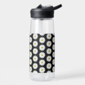 White Daisy Blume Pattern auf Black Trinkflasche (Links)