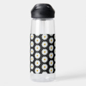White Daisy Blume Pattern auf Black Trinkflasche (Rückseite)