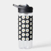 White Daisy Blume Pattern auf Black Trinkflasche (Rechts)
