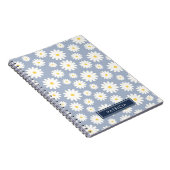 White Daisy Blume Pattern Dusty Blue Personalisier Notizblock (Rechte Seite)