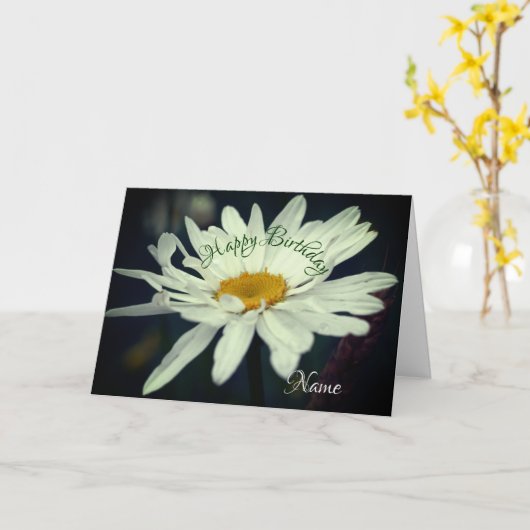 White Daisy Blume Personalisiert Geburtstag Karte (Gelbe Blume)