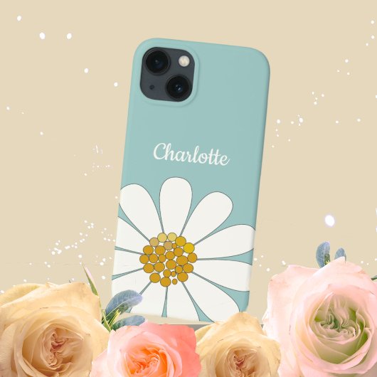 White Daisy Blume Personalize Name Birthday Case-Mate iPhone Hülle