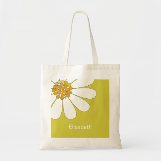White Daisy Blume Personalize Name Birthday Tasche (Vorne)