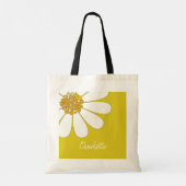White Daisy Blume Personalize Name Birthday Tragetasche (Rückseite)