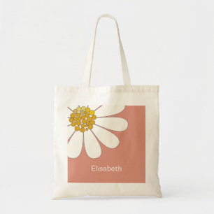 White Daisy Blume Personalize Name Birthday Tragetasche