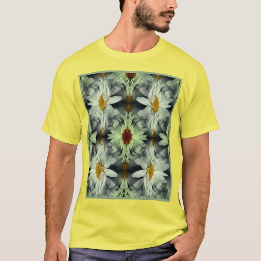 White Daisy Blume Petals Abstrakt T-Shirt (Vorderseite)