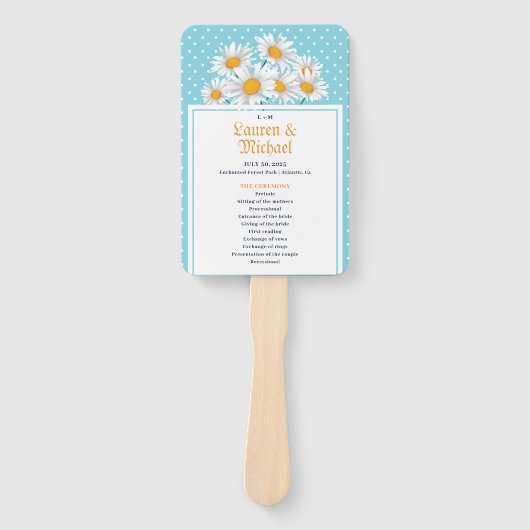 White Daisy Blume Punkt Muster Blumenzange Fächer (Vorderseite)