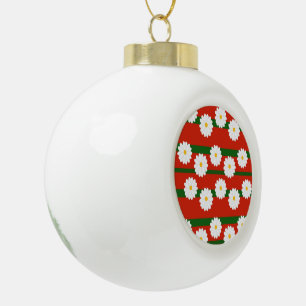 White Daisy Blume Rot Frohe Weihnachtsfeiertag Keramik Kugel-Ornament