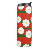 White Daisy Blume Rot Frohe Weihnachtsfeiertag Thermosbecher (Nach links gedreht)