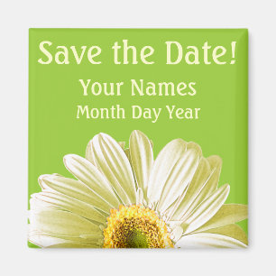 White Daisy Blume Save the Date kundenspezifisch Magnet