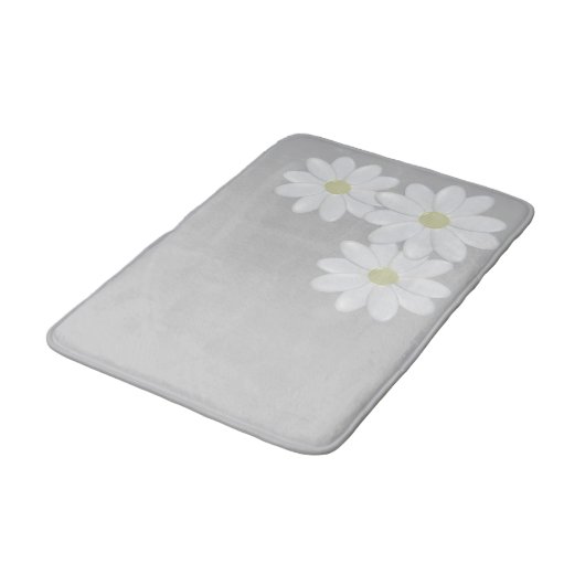 White Daisy Blume Trio Silver Gray Badematte (Schrägansicht)