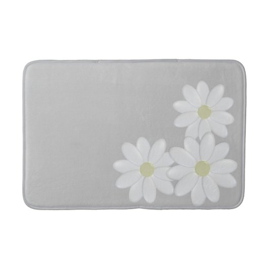 White Daisy Blume Trio Silver Gray Badematte (Vorderseite)