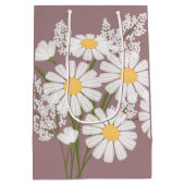 White Daisy Blume über Rosy Brown Mittlere Geschenktüte (Rückseite)