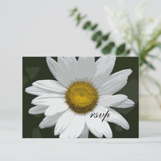 White Daisy Blume Wedding RSVP Response Card (Stehend Vorderseite)