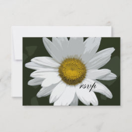 White Daisy Blume Wedding RSVP Response Card Karte