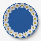 White Daisy Border on Blue Pappteller (Vorderseite)