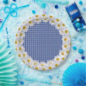 White Daisy Border on Gingham Pappteller (Party)