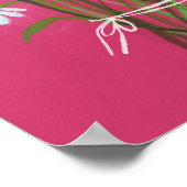 White Daisy Bouquet auf Pink Gouache Malerei Art Poster (Ecke)