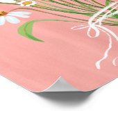 White Daisy Bouquet auf Pink Gouache Malerei Art Poster (Ecke)