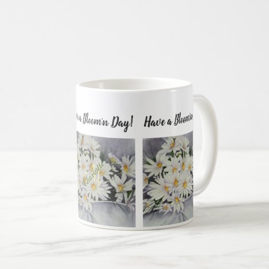 White Daisy Bouquet Blume Kaffeetasse (VorderseiteRechts)